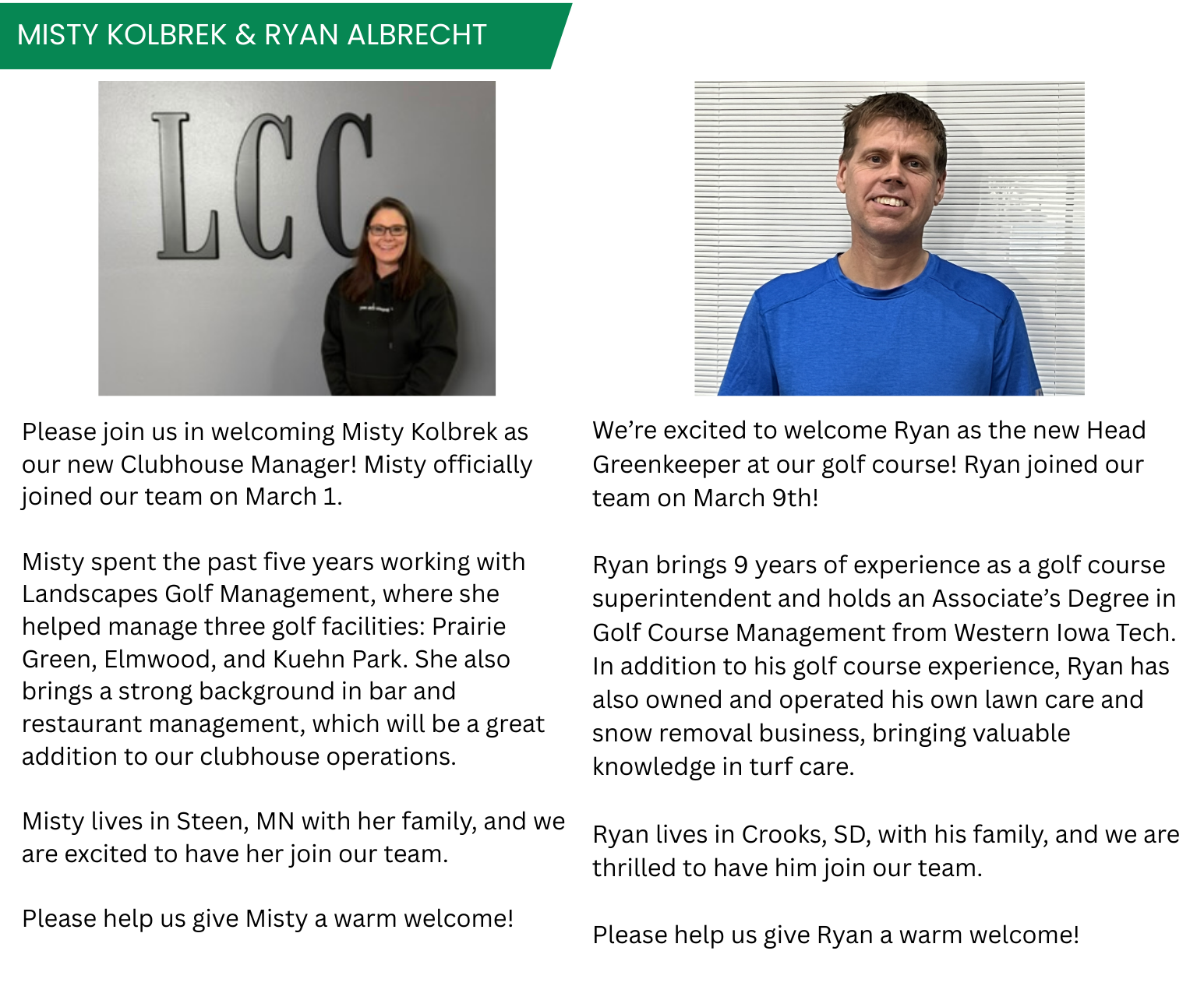 luverne country club manager and superintendent
